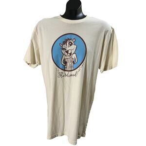 Hardwood Men's T-Shirt - Cream, Beaver Graphic, Size Large
